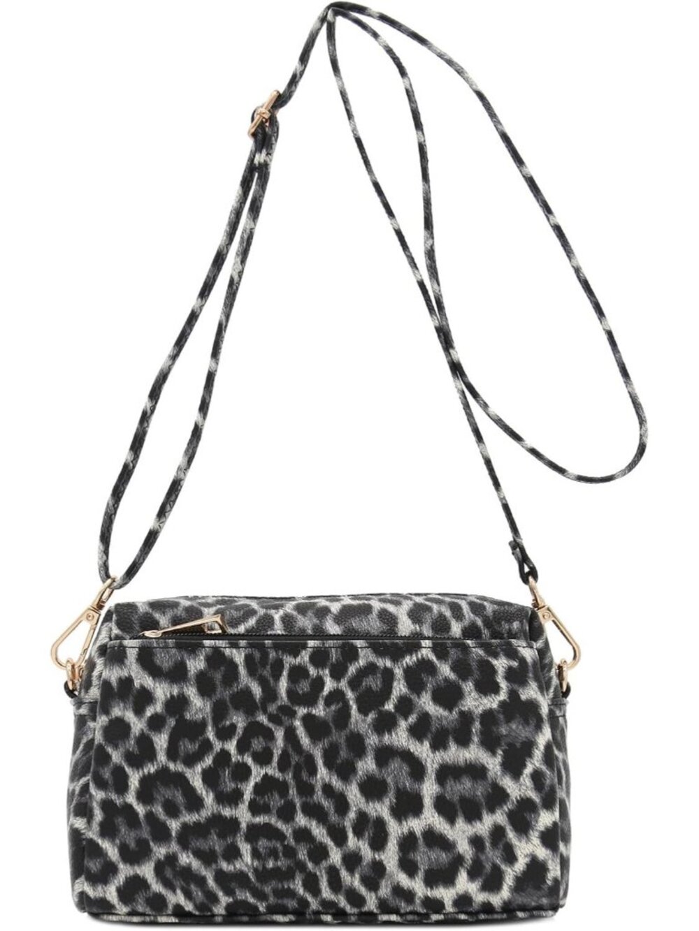 Womens Black Triple ZIP Small Lightweight Shoulder Purse Crossbody Bag